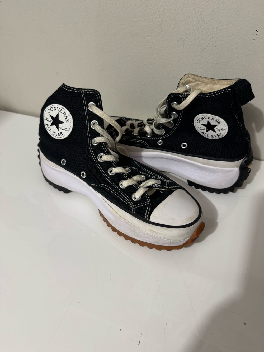 Converse Black White Platform Run Star Hike Sneakers